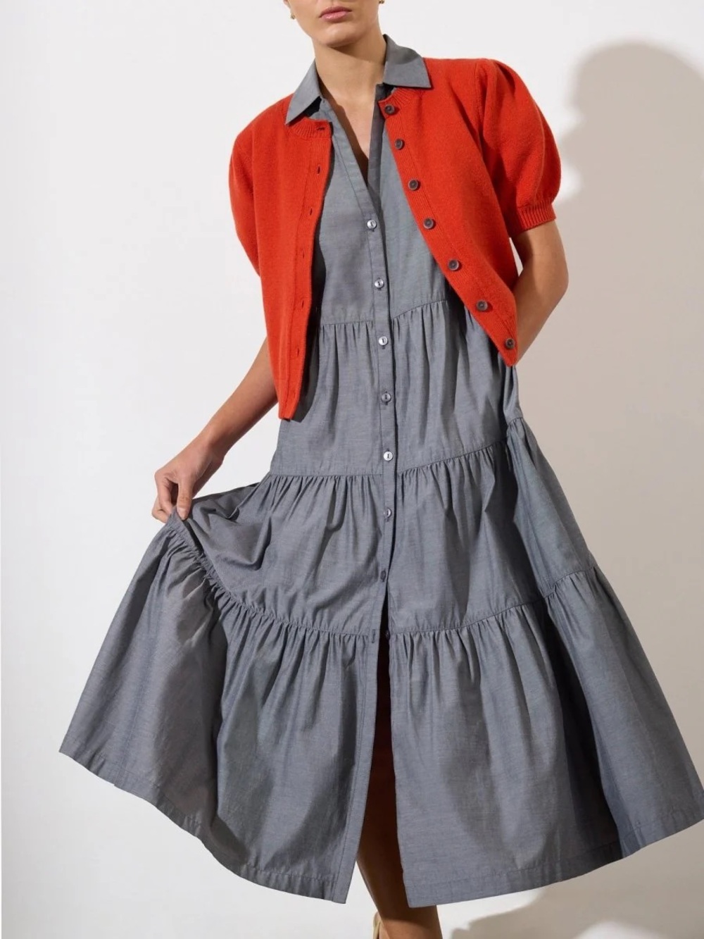 Brochu Walker Slate Havana Button-Front Maxi Dress. Small - Picture 5 of 5